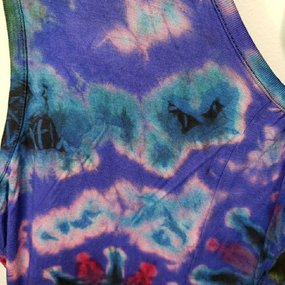 Tie Dye Sleeveless Sun Dress Pockets Summer Casual Loose Beach Cover Up Large XL - Picture 10 of 15